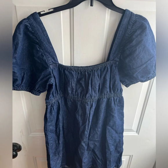 J. Crew NWT Square-neck‎ Puff Sleeve denim chambray mini dress size 8 - Picture 10 of 10